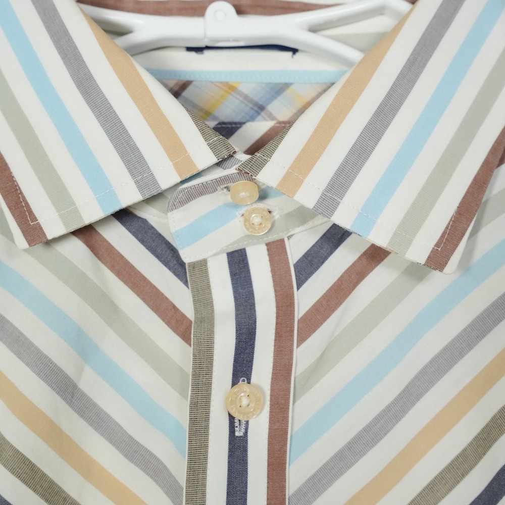 Robert Graham Shirt Mens XL Multicolor Striped Button Up L/S French Cuffed Dress - Picture 3 of 8